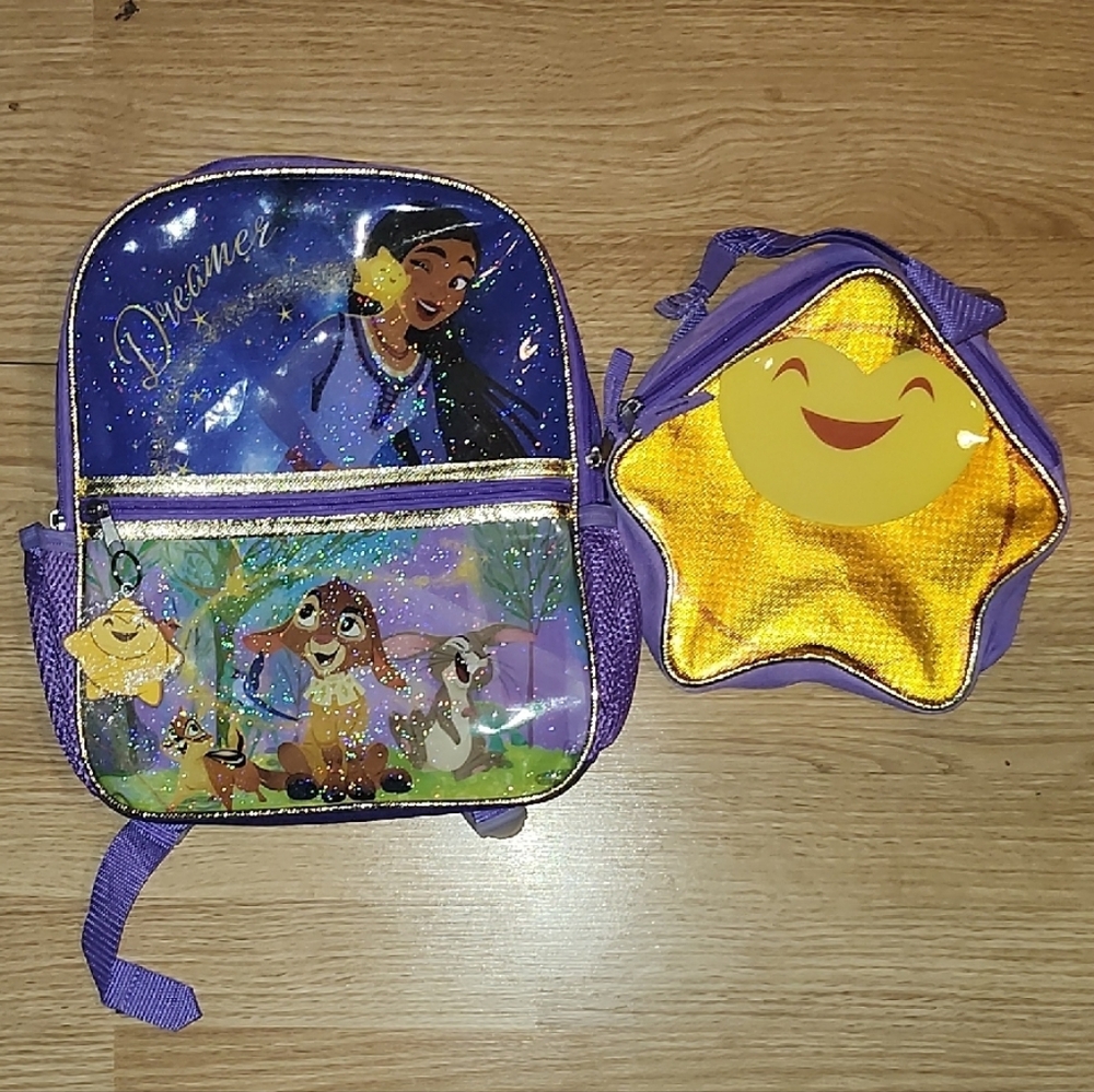 Disney Princess Backpack and Star Lunch Bag Set